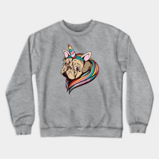 Unicorn Pug with Rainbow Hair Crewneck Sweatshirt